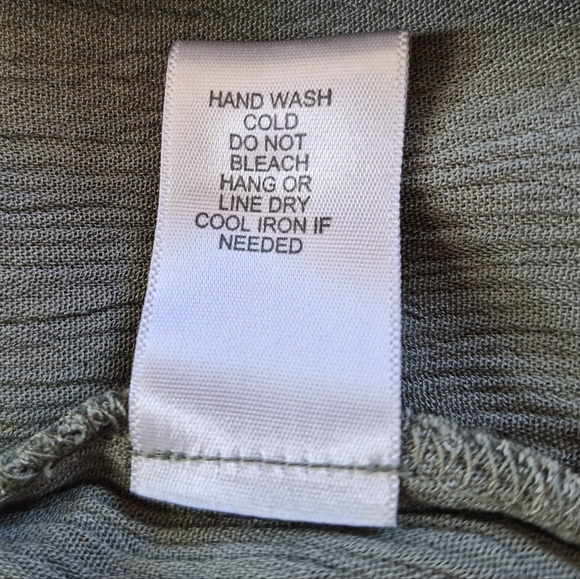 NWT Charlotte Russe Boho Olive Green Lace Trim Duster/Tie-Front Peasant Dress, L - Picture 6 of 7